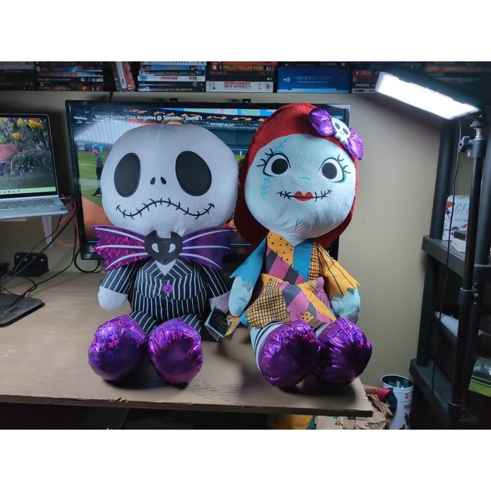 RARE! DISNEY Nightmare Before Christmas Jumbo Jack, Sally 30" Plush Set of 2 NWT